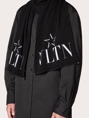 Valentino VLTN Wool & Silk-Blend Scarf - Authentic
